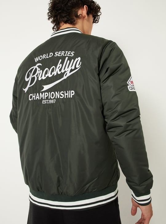 Men Embroidered Varsity Jacket