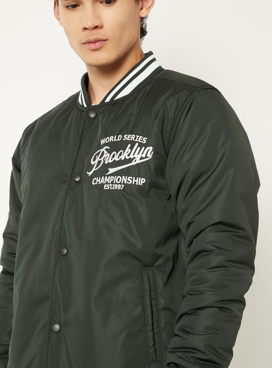 Men Embroidered Varsity Jacket