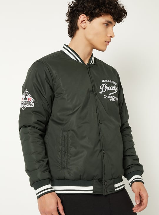Men Embroidered Varsity Jacket