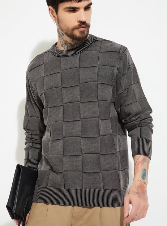 URB_N Men Checked Oversized Sweater