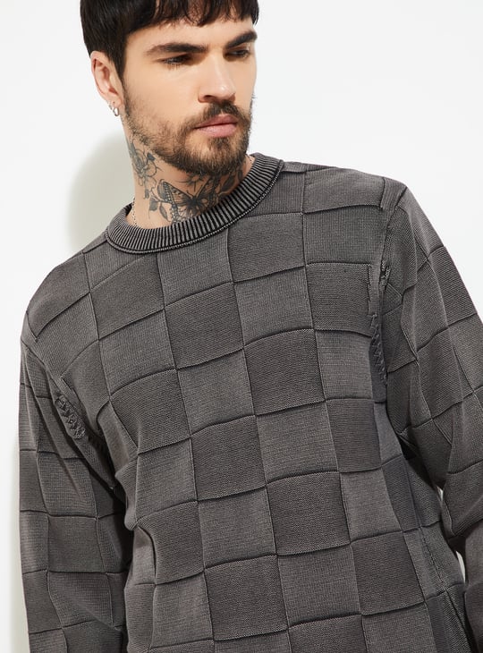 URB_N Men Checked Oversized Sweater