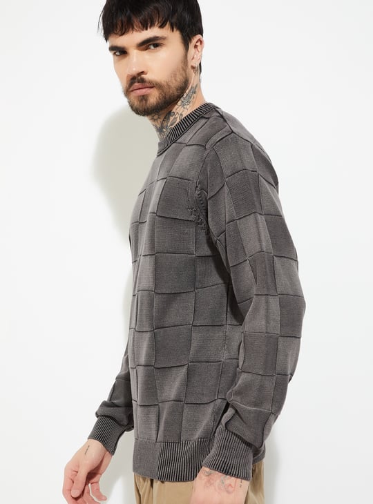 URB_N Men Checked Oversized Sweater