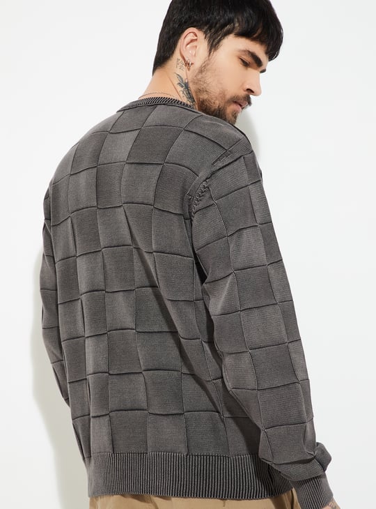 URB_N Men Checked Oversized Sweater