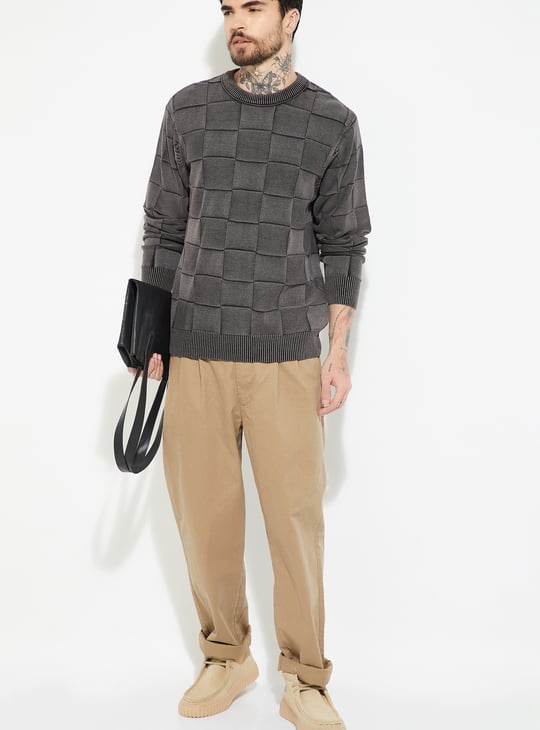 URB_N Men Checked Oversized Sweater