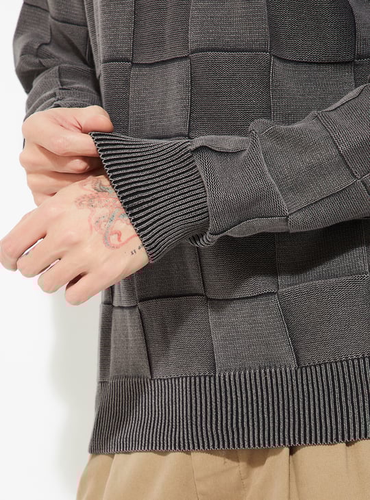 URB_N Men Checked Oversized Sweater