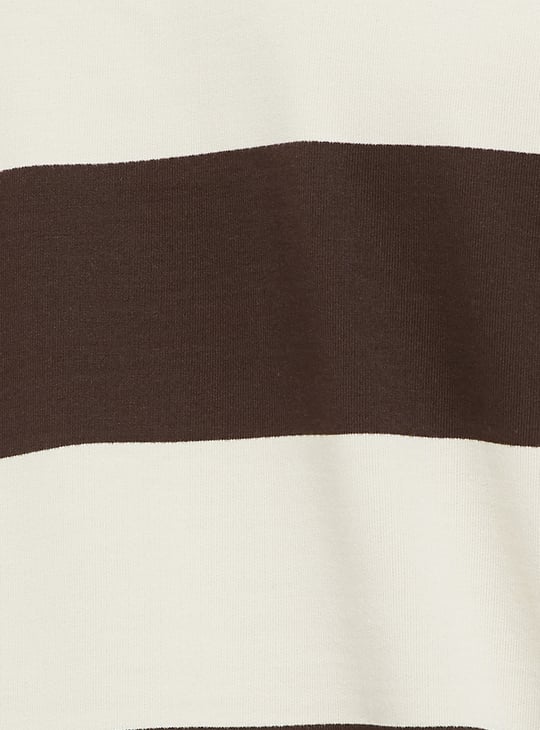 Men Striped Collared Sweatshirt