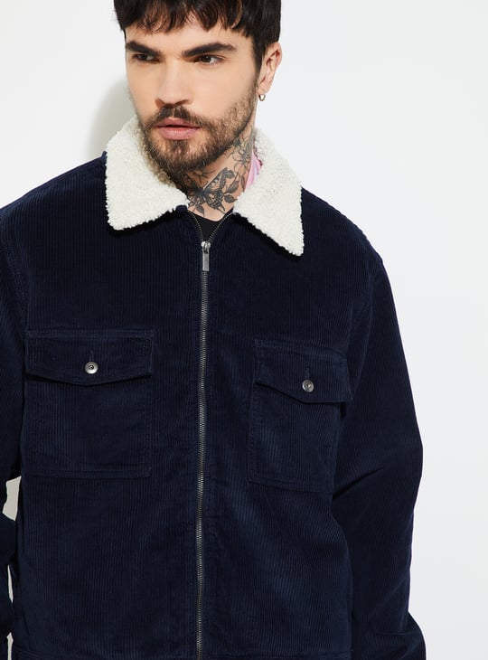 URB_N Men Sherpa Lined Corduroy Jacket
