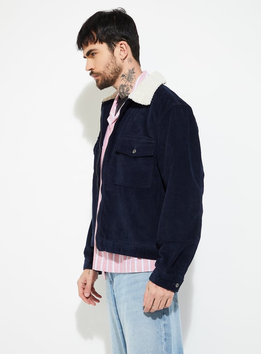 URB_N Men Sherpa Lined Corduroy Jacket