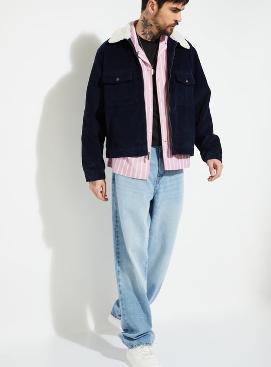 URB_N Men Sherpa Lined Corduroy Jacket