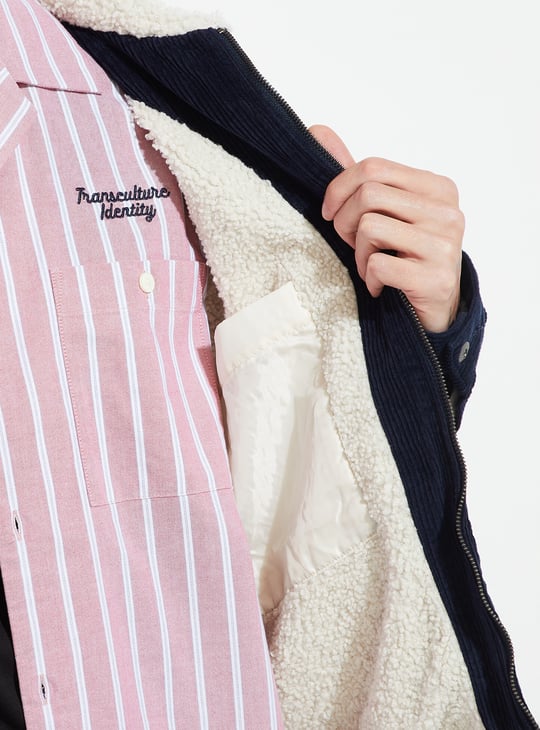 URB_N Men Sherpa Lined Corduroy Jacket