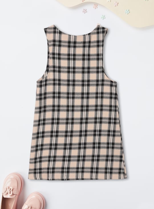Girls Checked Dungaree Dress with Top