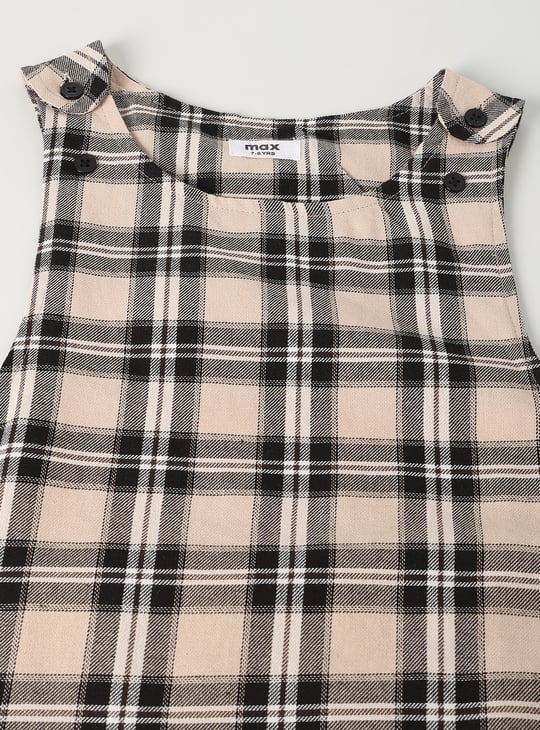 Girls Checked Dungaree Dress with Top