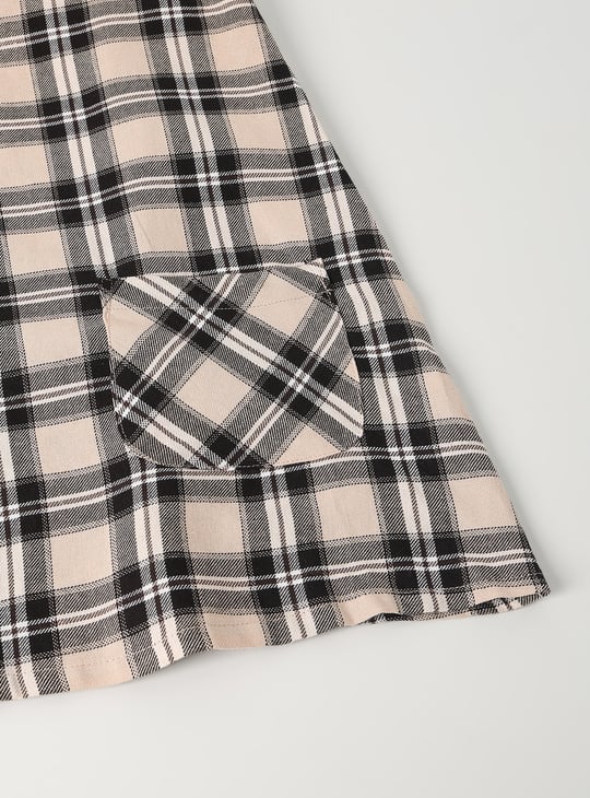 Girls Checked Dungaree Dress with Top