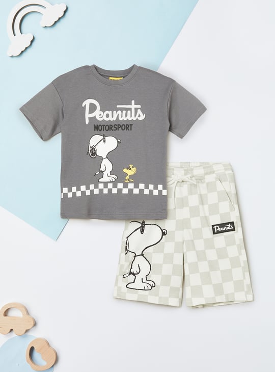 Boys Peanuts Print Shorts Set