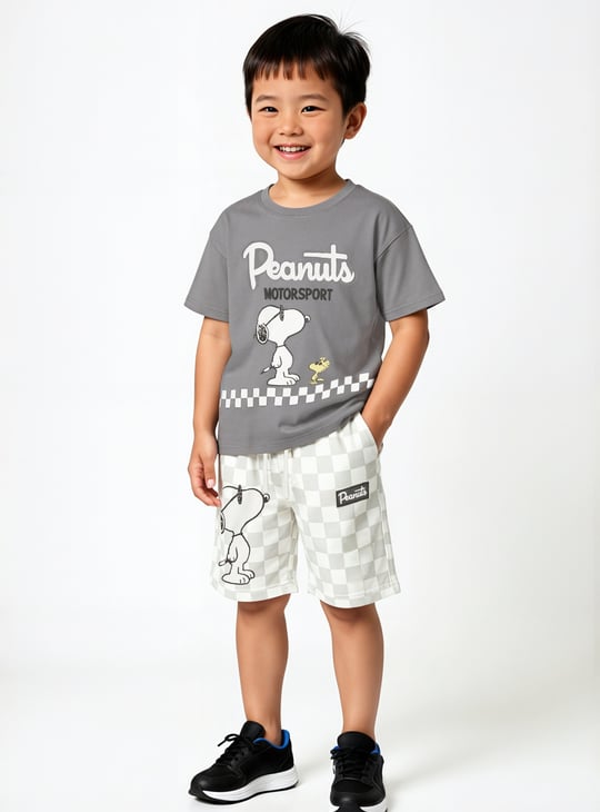 Boys Peanuts Print Shorts Set