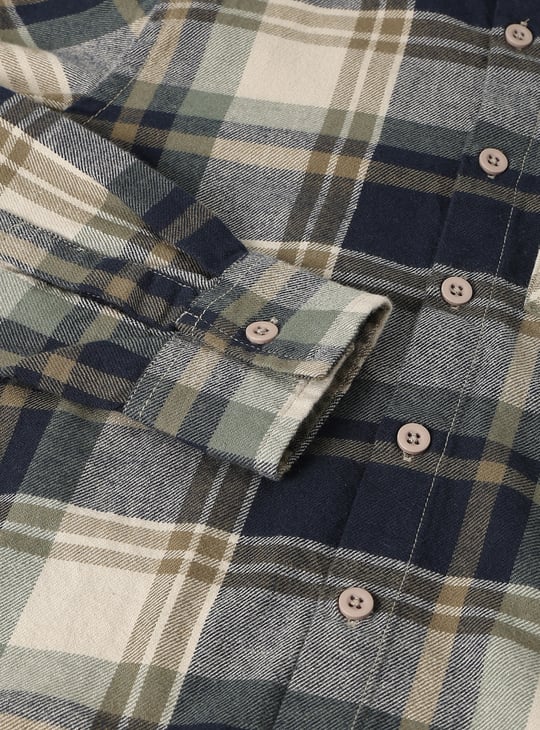 Boys Checked Flannel Hooded Shirt