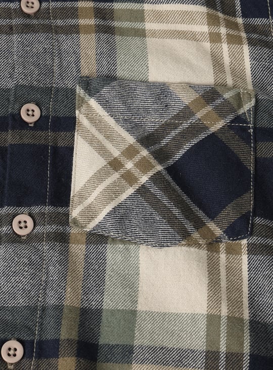 Boys Checked Flannel Hooded Shirt