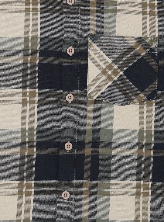 Boys Checked Flannel Hooded Shirt
