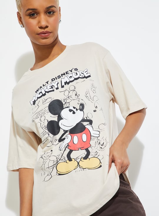ALAYA F X URB_N Women Mickey Print Oversized T-shirt