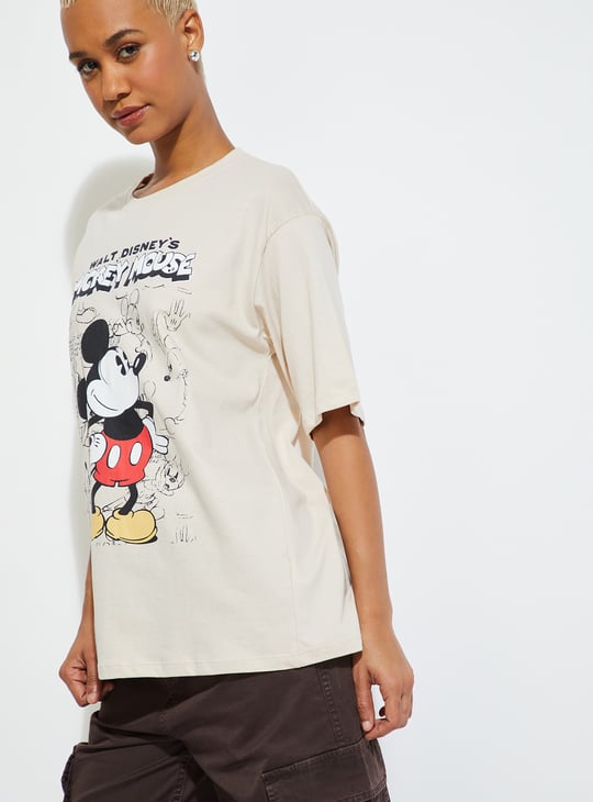ALAYA F X URB_N Women Mickey Print Oversized T-shirt