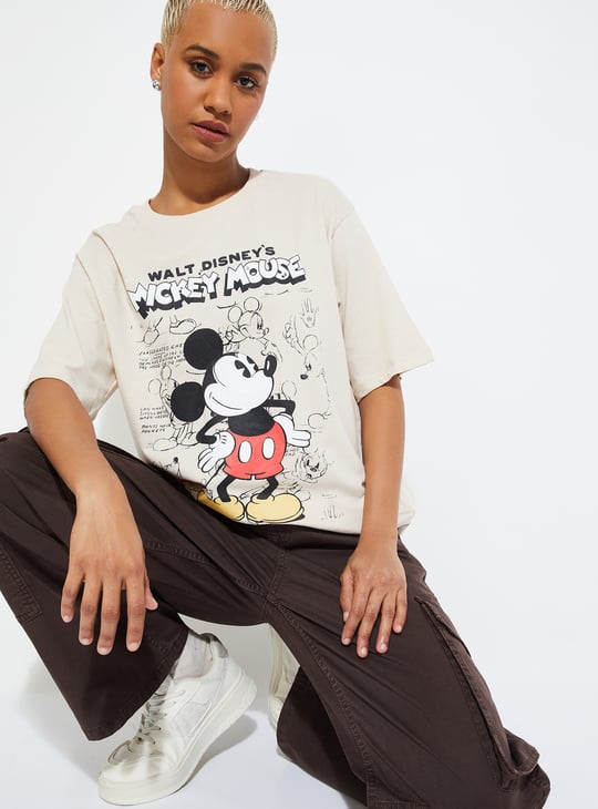 ALAYA F X URB_N Women Mickey Print Oversized T-shirt