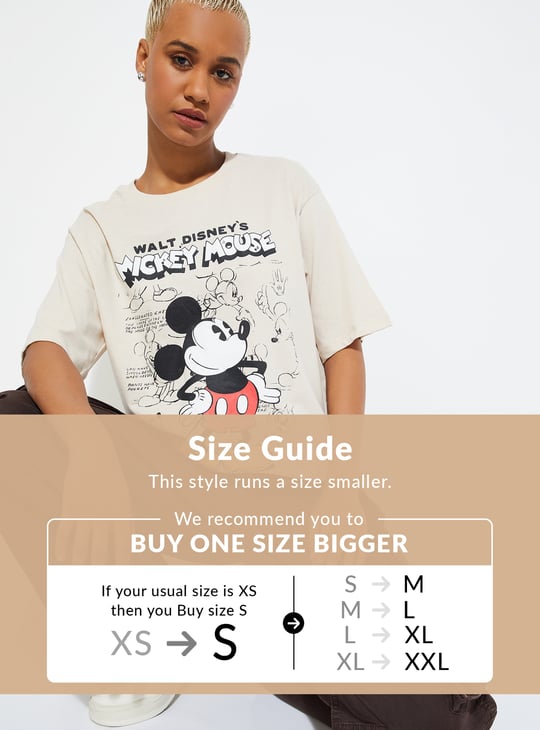 ALAYA F X URB_N Women Mickey Print Oversized T-shirt