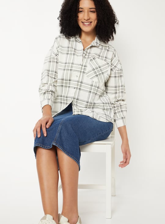 Women Checked Oversized Shirt