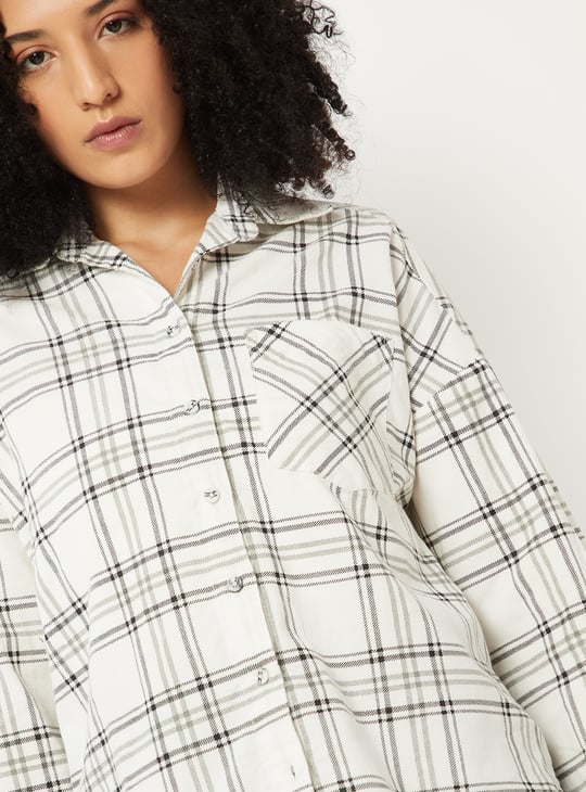 Women Checked Oversized Shirt