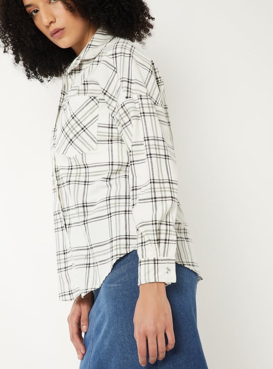 Women Checked Oversized Shirt