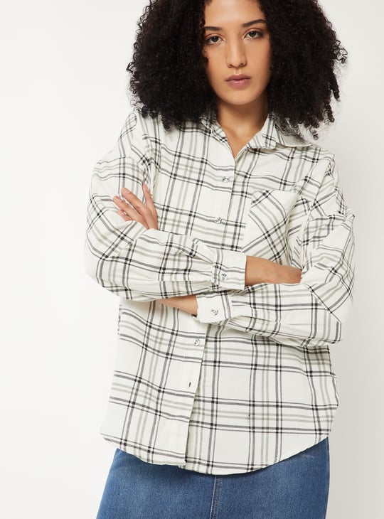Women Checked Oversized Shirt