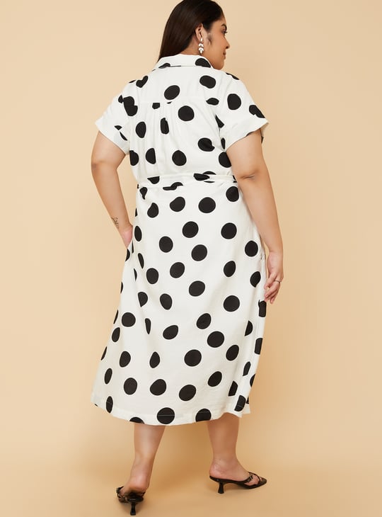 Women Polka Dots Shirt Dress