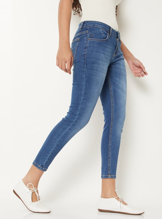 Women Washed Ankle Grazer Jeans