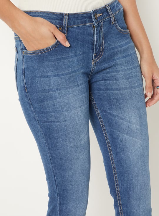 Women Washed Ankle Grazer Jeans
