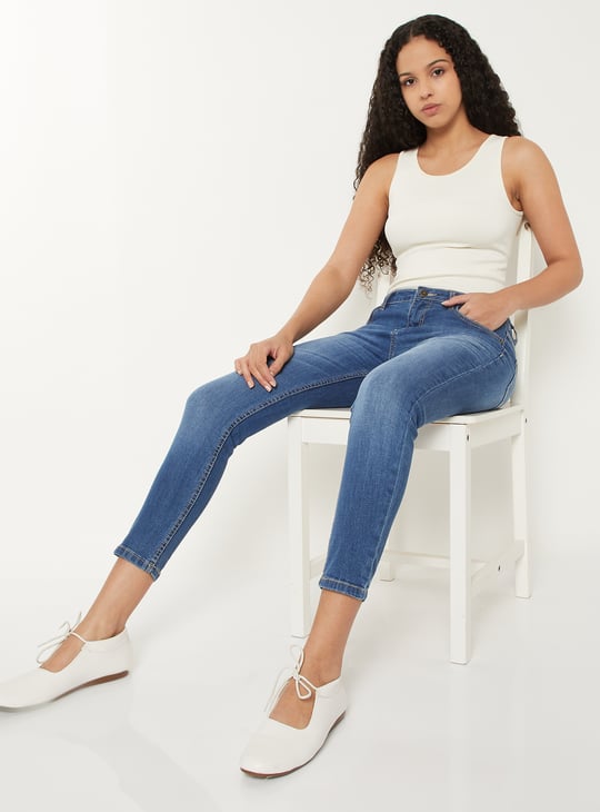 Women Washed Ankle Grazer Jeans