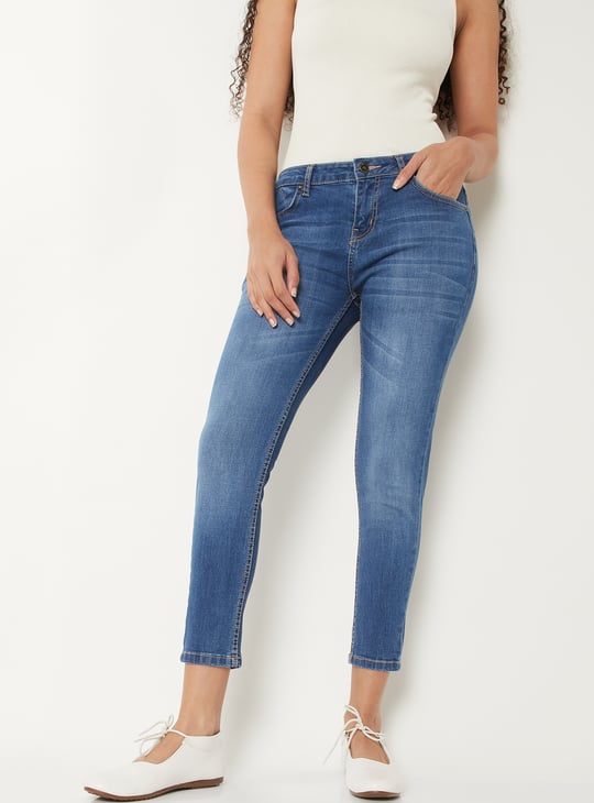 Women Washed Ankle Grazer Jeans