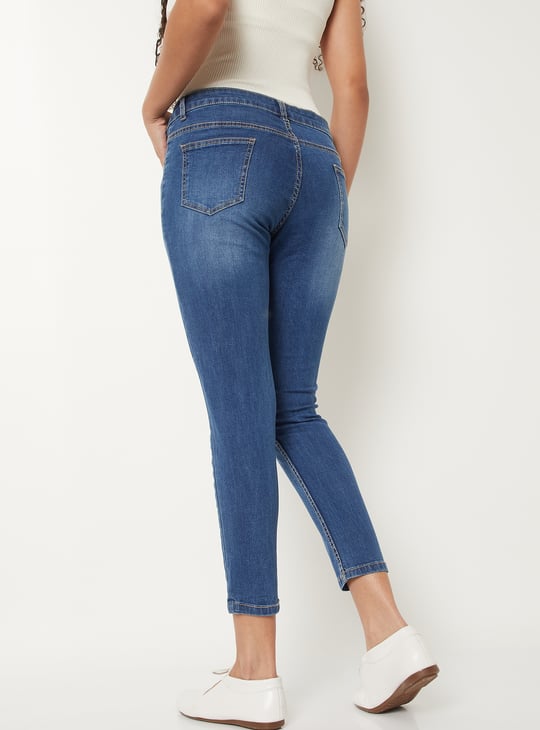 Women Washed Ankle Grazer Jeans