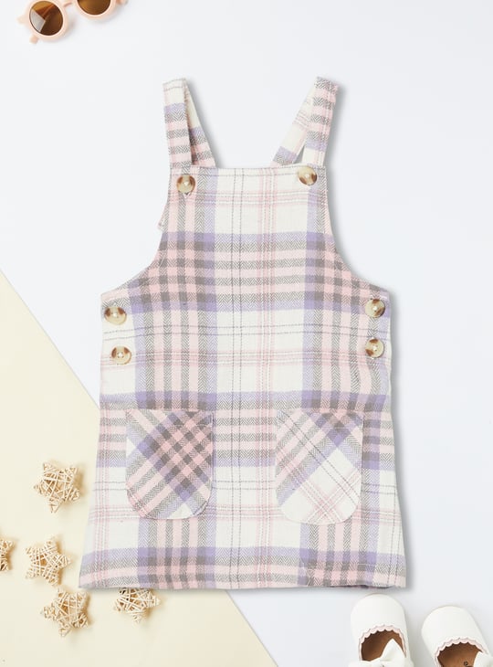 Girls Flannel Checked Pinafore Dress with Top