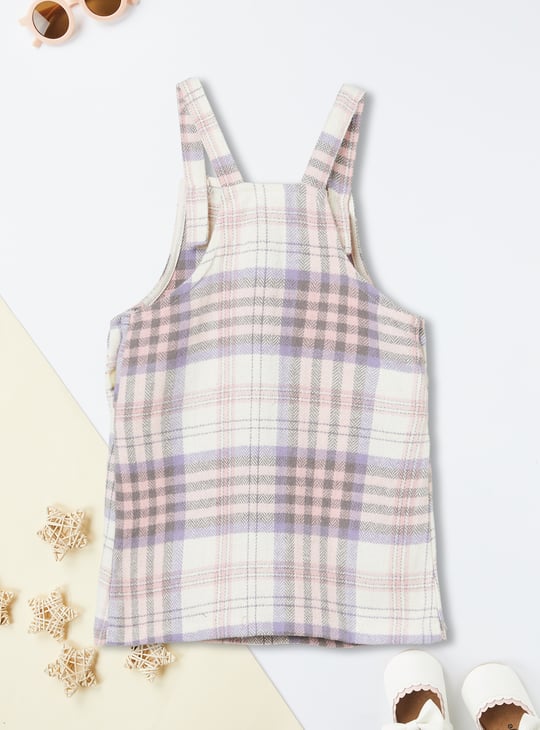 Girls Flannel Checked Pinafore Dress with Top