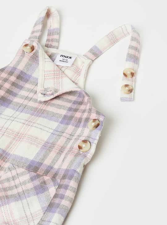 Girls Flannel Checked Pinafore Dress with Top