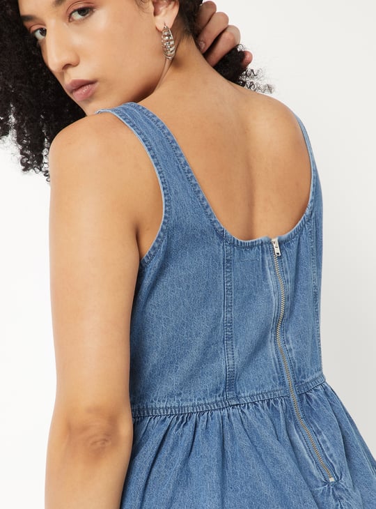 Women Washed Fit & Flare Denim Dress