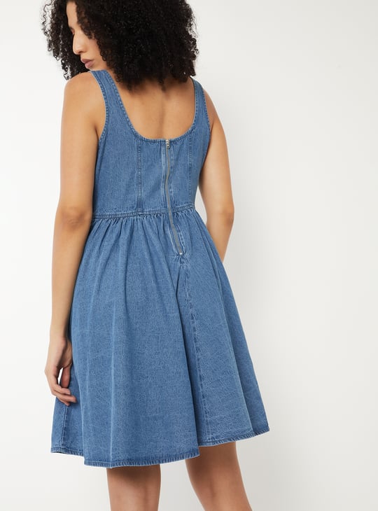 Women Washed Fit & Flare Denim Dress