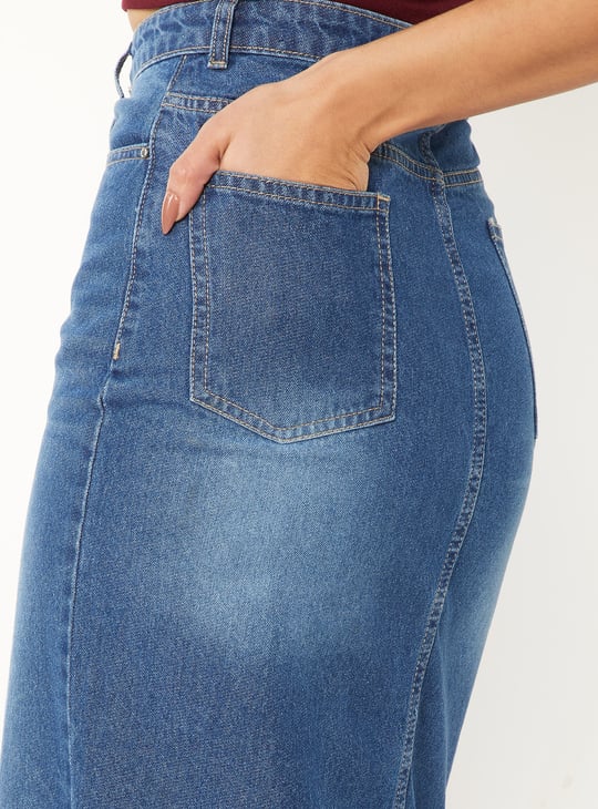 Women Washed Denim Skirt