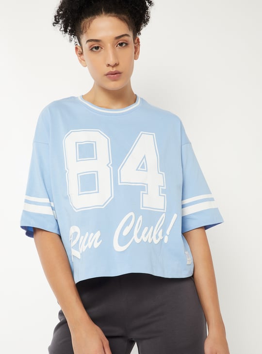 Women Printed Boxy Fit Sports T-shirt