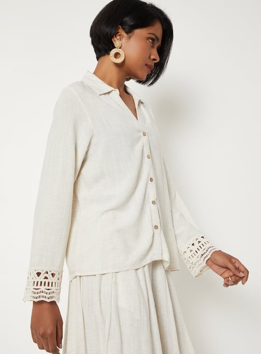 Women Lace Embroidered Regular Fit Shirt