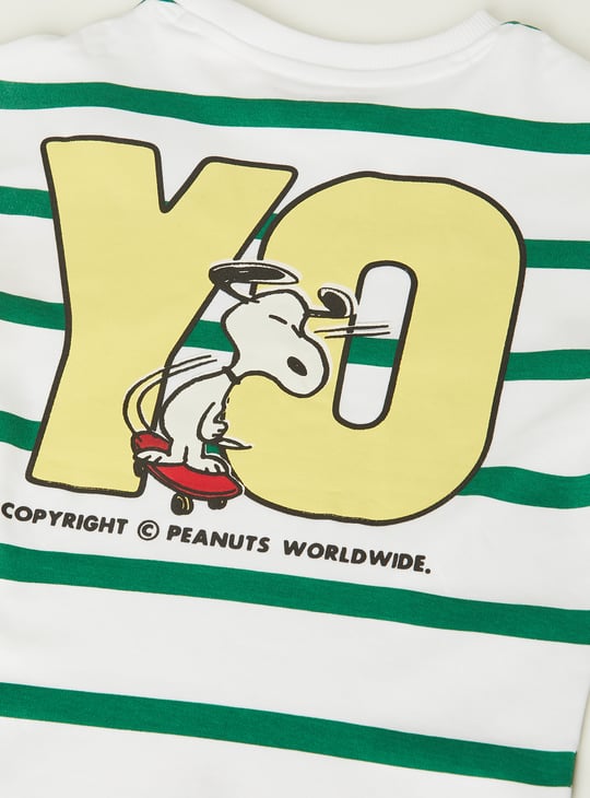 Boys Peanuts Print Striped T-shirt