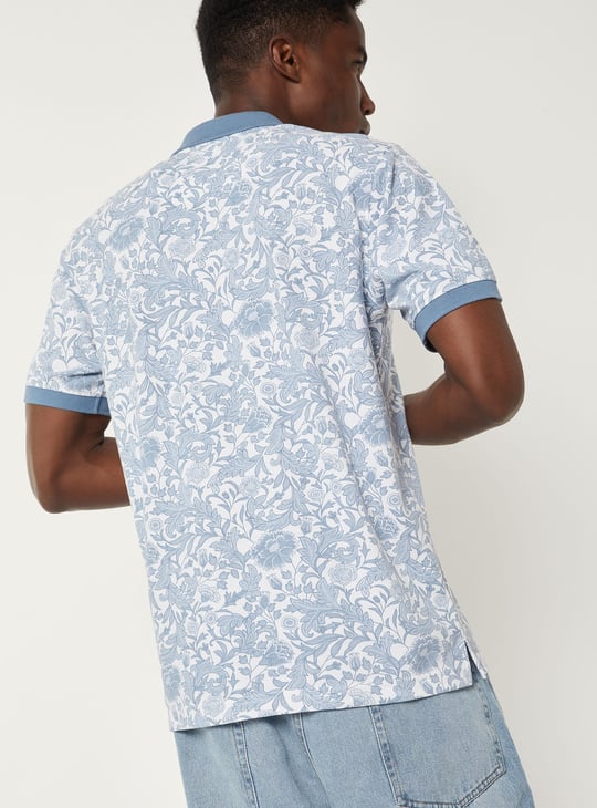 Men Floral Print Polo T-shirt