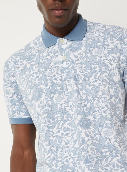 Men Floral Print Polo T-shirt