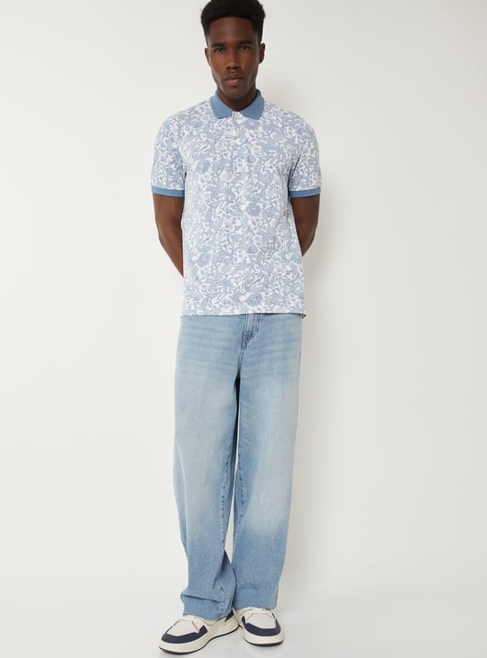 Men Floral Print Polo T-shirt