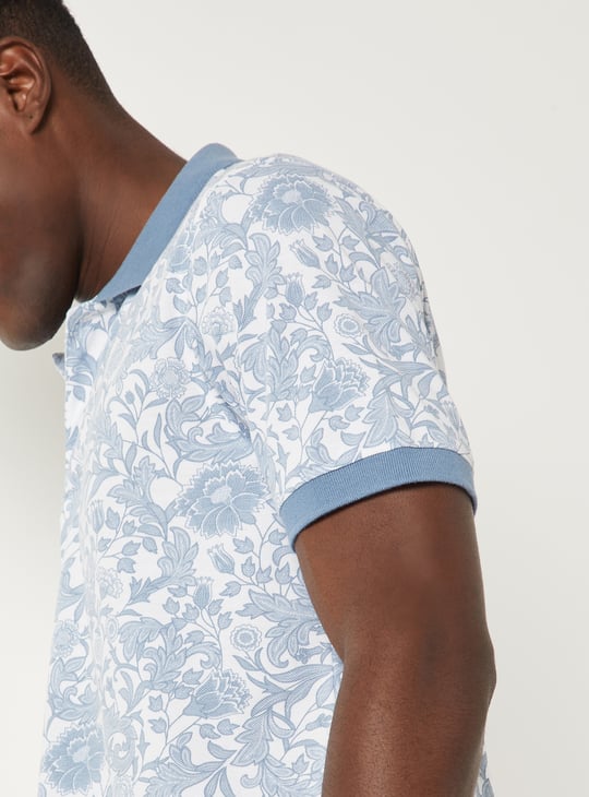 Men Floral Print Polo T-shirt