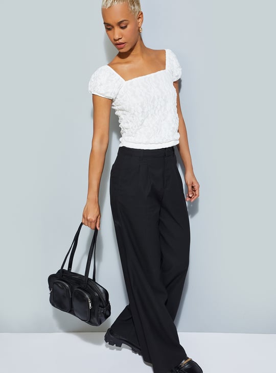 ALAYA F x URB_N Women Lace Crop Top | Off White | Lace